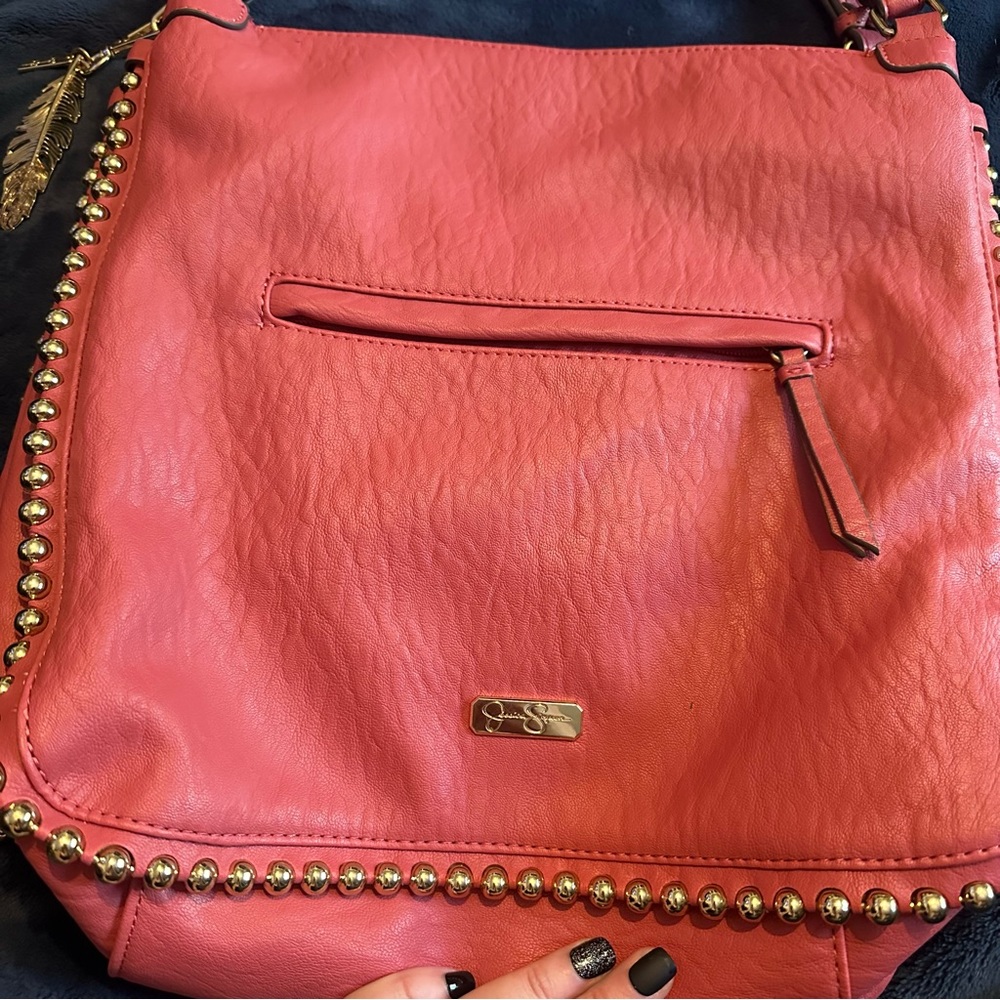 Jessica Simpson Coral Shoulder Bag with Gold Details